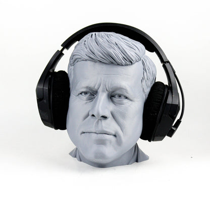 John F. Kennedy Headphone Holder, JFK Head Statue, Desktop Decor Headphone Stand, Bust