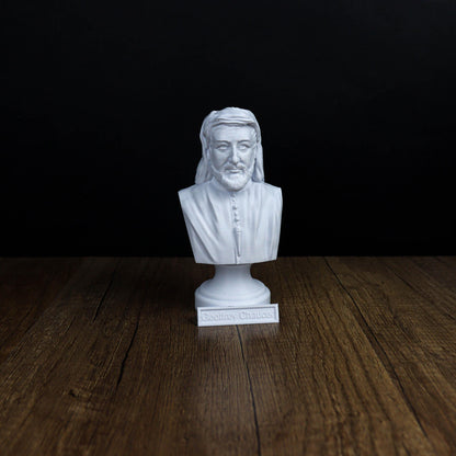 Geoffrey Chaucer Bust, English Poet Sculpture, Literary Masterpiece Decor for Home and Office
