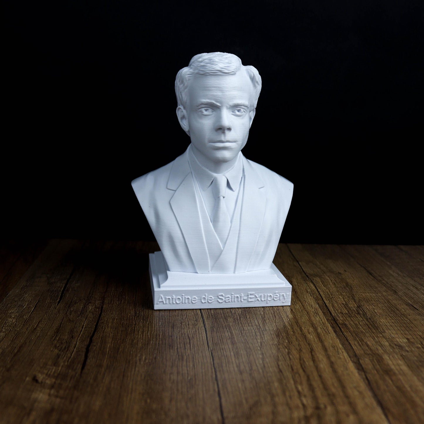 Antoine de Saint-Exupéry Bust, French Literary Sculpture for Bookshelf and Home Decor