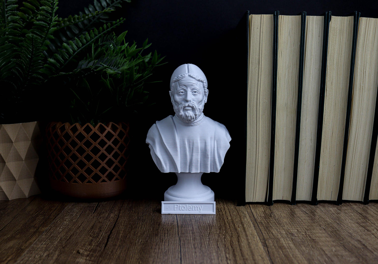 Ptolemy Bust, Ancient Astronomer and Philosopher Sculpture, Bookshelf Decor