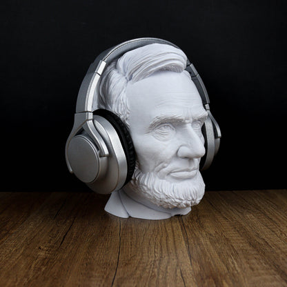 Abraham Lincoln Head Statue, Headphone Holder, Desktop Decor Headphone Stand Bust