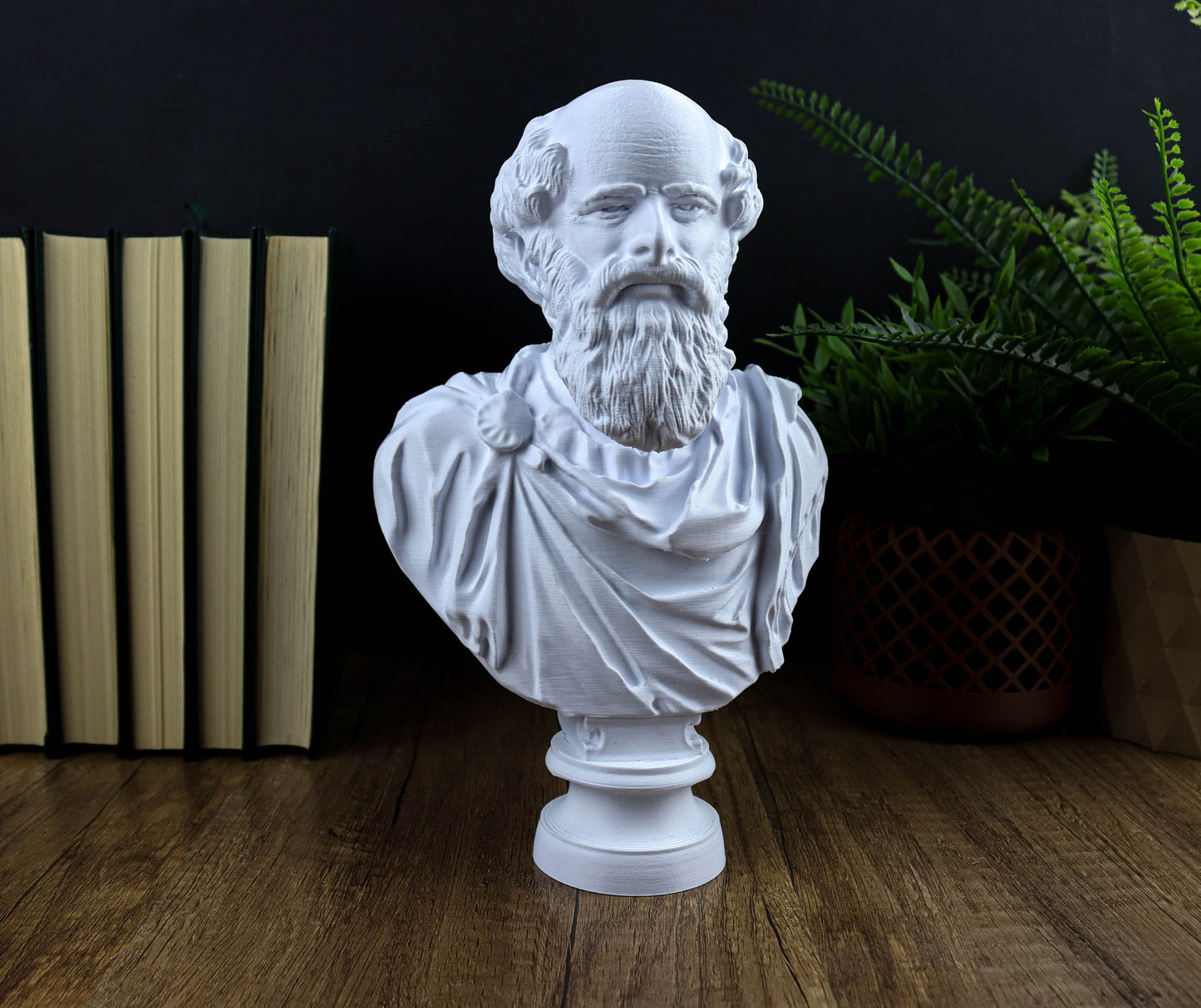 Archimedes Bust, Ancient Mathematician Statue, Greek Mythology Inspired Sculpture