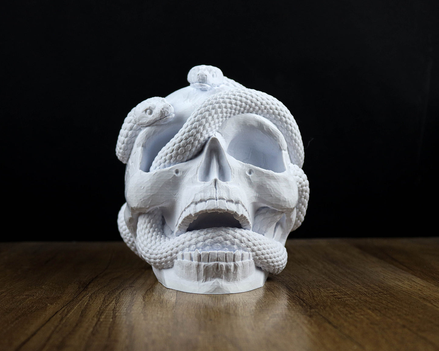 Skull and Snake Headphone Holder, Headset Stand, Bust, Sculpture, Decoration