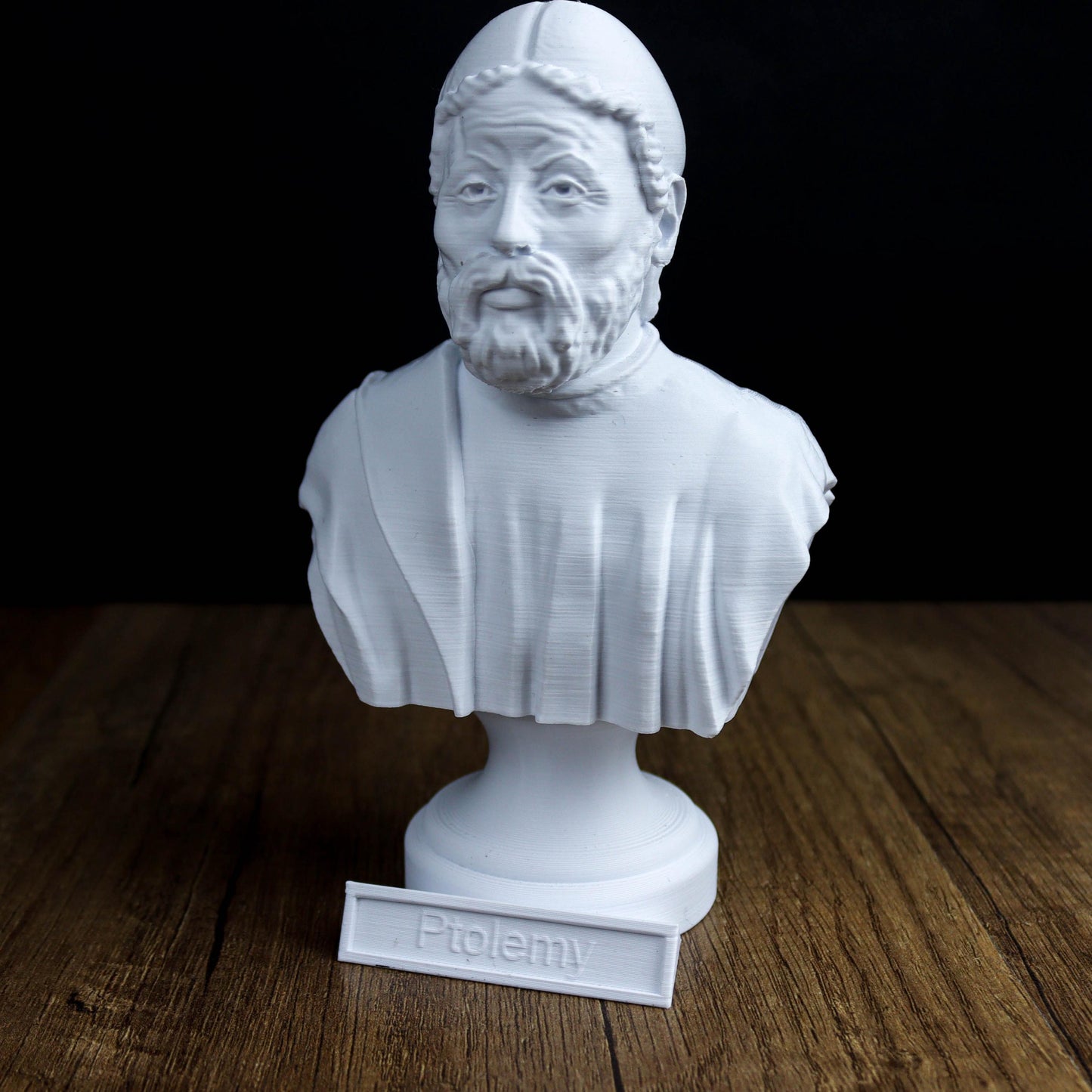 Ptolemy Bust, Ancient Astronomer and Philosopher Sculpture, Bookshelf Decor