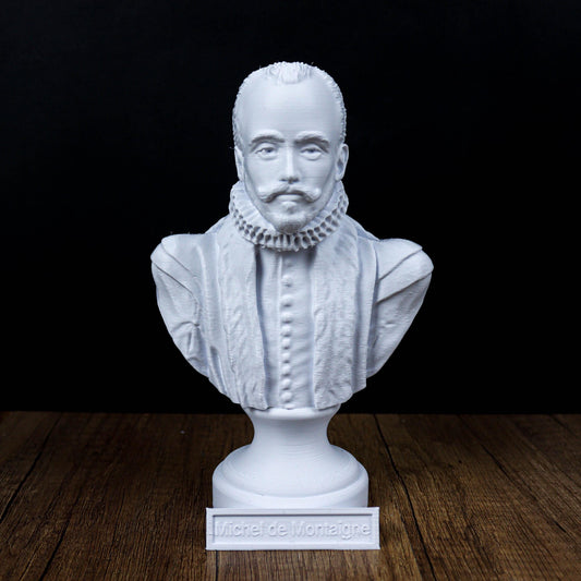 Michel de Montaigne Bust, Renaissance Philosopher Sculpture for Library or Office Decor