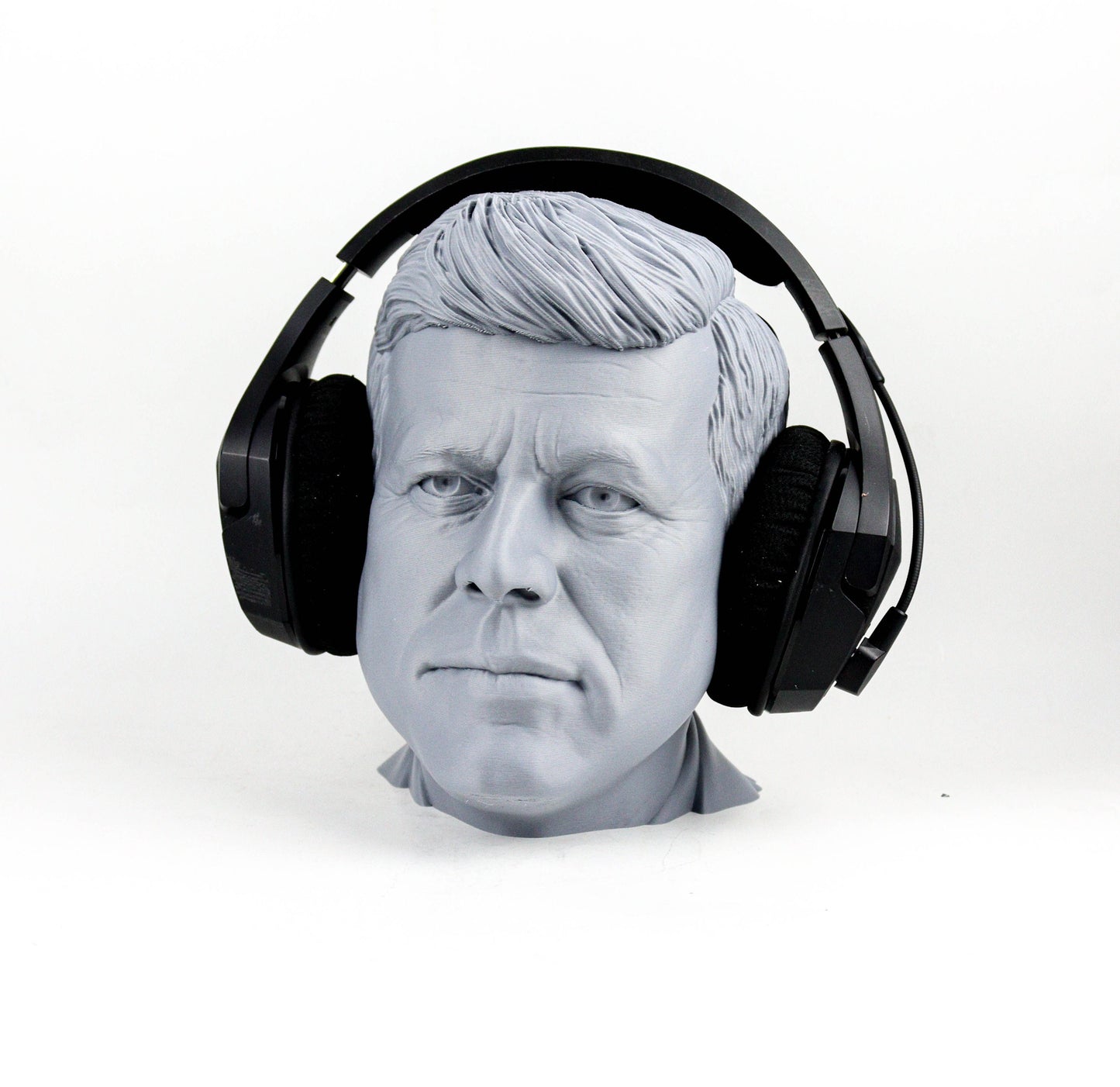 John F. Kennedy Headphone Holder, JFK Head Statue, Desktop Decor Headphone Stand, Bust