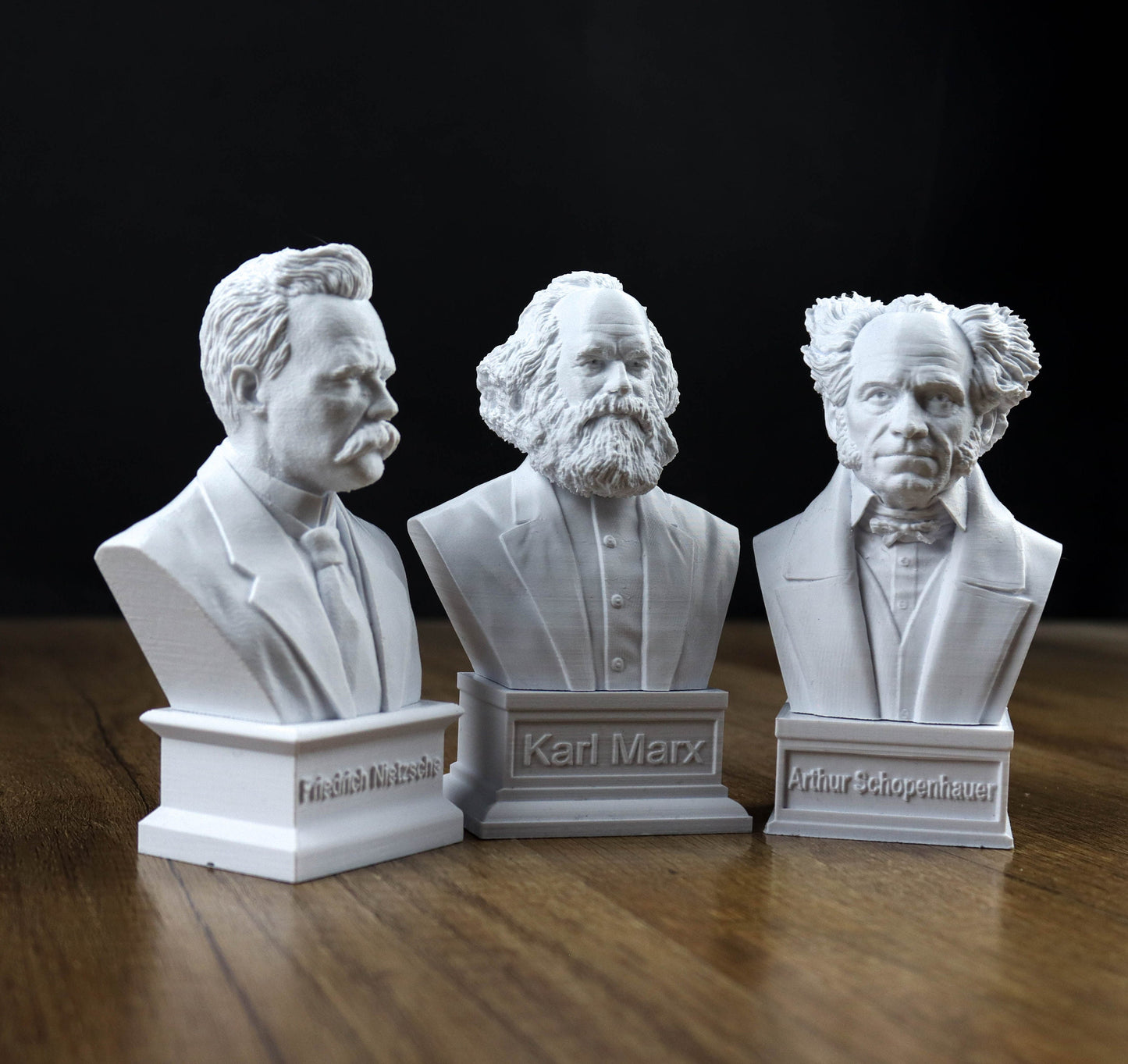 Friedrich Nietzsche, Arthur Schopenhauer, Karl Marx Pack, German Philosophers Bust Statues