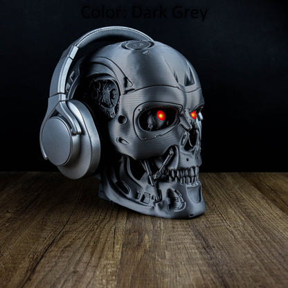 Terminator Endoskeleton Headphone Holder, Skull T-800 LED Bust, Headset Stand