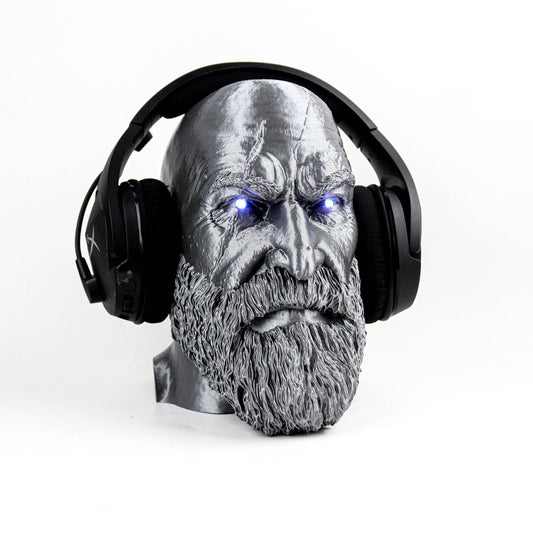 God of War Headphone Stand, Kratos Headphone Holder, Ragnarok Head, Gift for Gamer