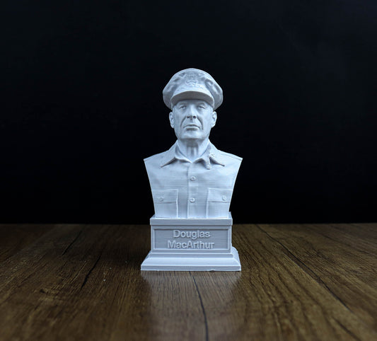 Douglas MacArthur Bust, World War II Military Sculpture, American Military Hero Decor