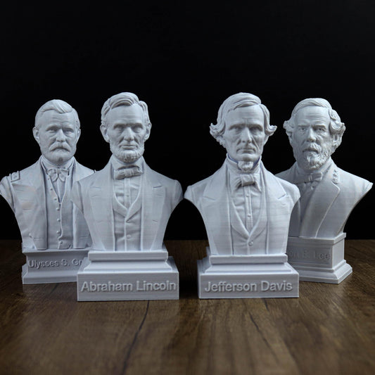 American Civil War Busts, Value Pack Collection: Abraham Lincoln, Jefferson Davis, Ulysses S Grant, Robert E Lee
