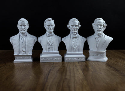American Civil War Busts, Value Pack Collection: Abraham Lincoln, Jefferson Davis, Ulysses S Grant, Robert E Lee