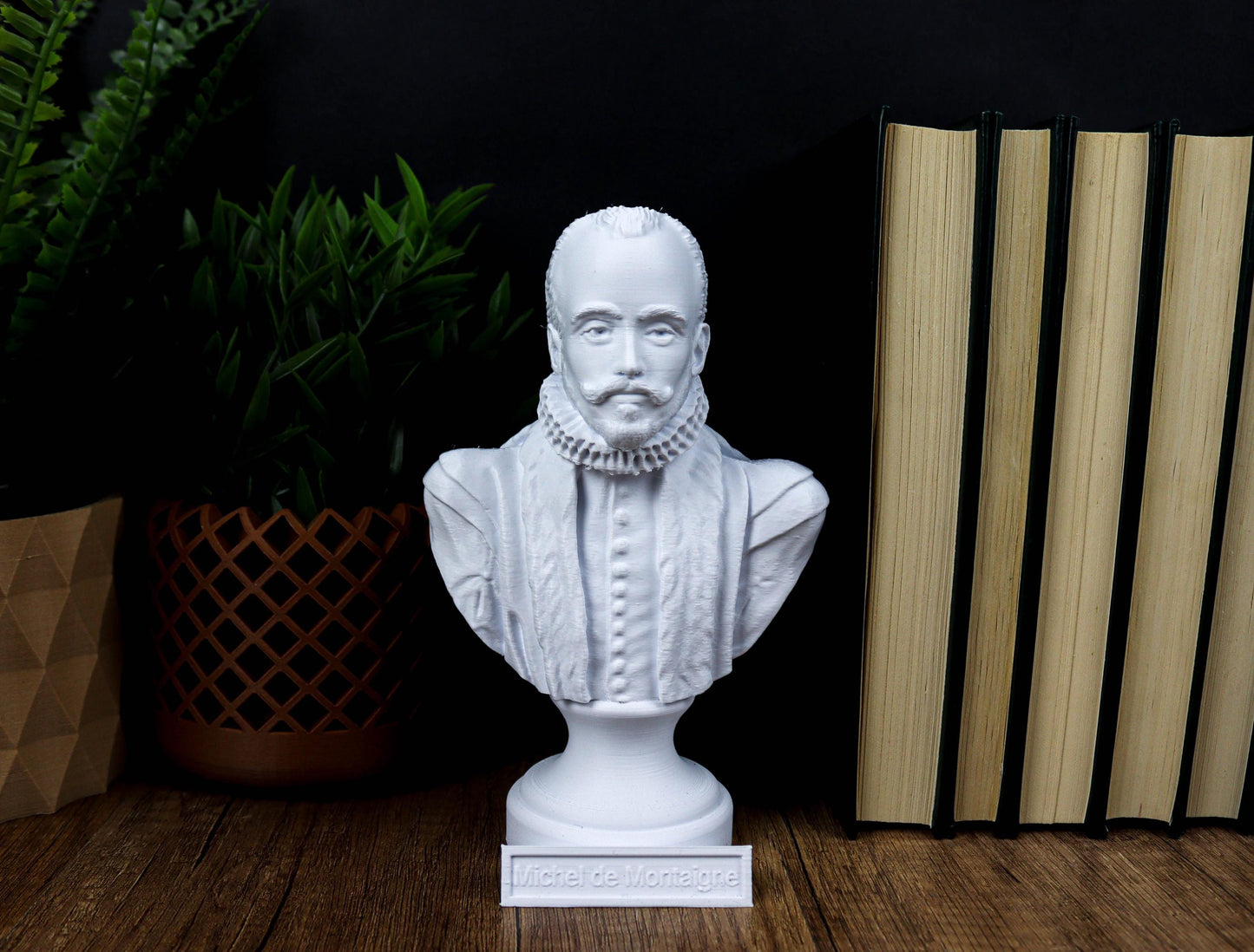 Michel de Montaigne Bust, Renaissance Philosopher Sculpture for Library or Office Decor