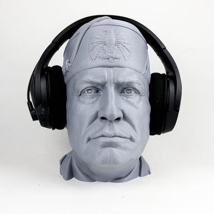Benito Mussolini Bust, Il Duce Statue, Former Prime Minister of Italy Headphone Decor