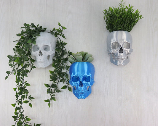 Skull Wall Planter, Hanging planter, Human Skull Pots, Gothic Home Decor, Halloween Decoration, Witch House Decor,