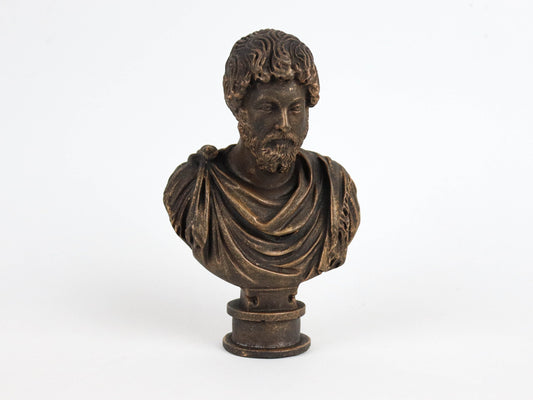 Statue of Marcus Aurelius 5" 8" Weathered/Aged 3d Bust Sculpture, Roman Statuette Decor