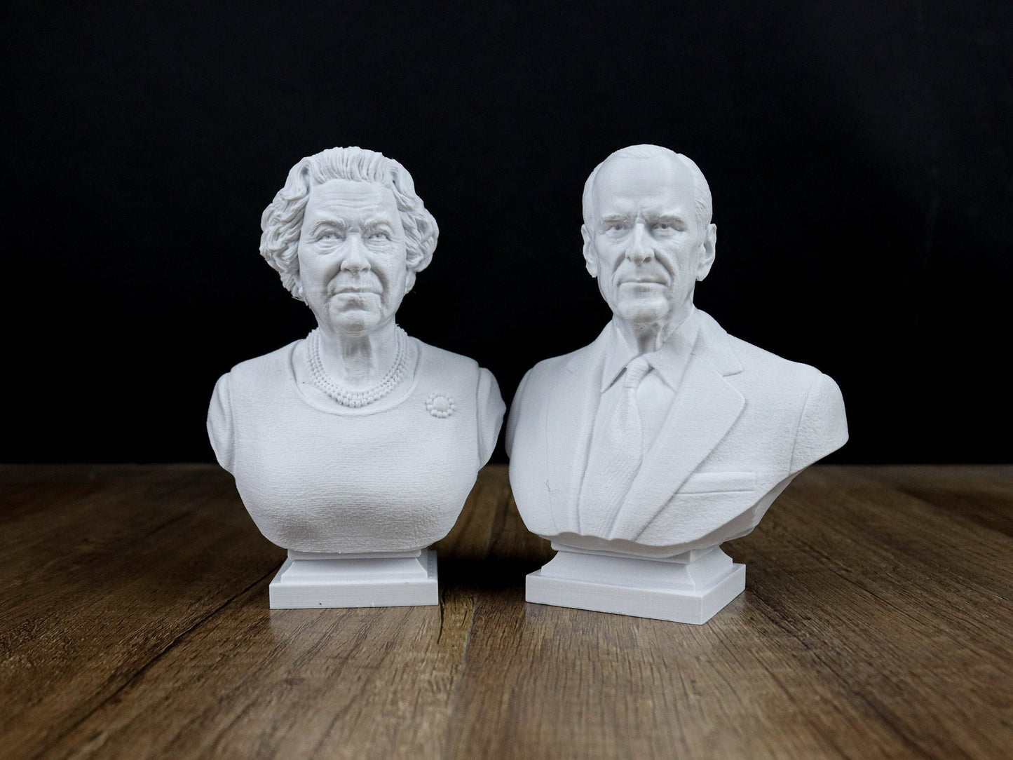 Queen Elizabeth II & Prince Phillip Duke of Edinburgh 3d Bust