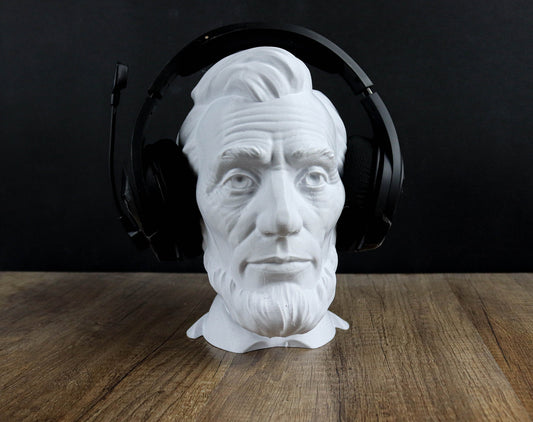 Abraham Lincoln 3D Bust, Headphone Holder, Desktop Decor Headphone Stand