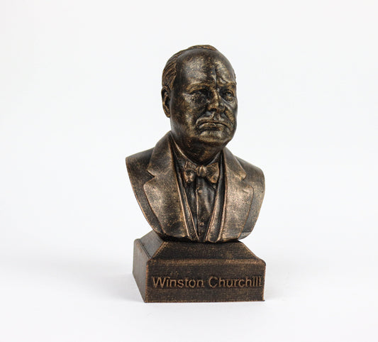 Sir Winston Churchill Statue, WW2 British Prime Minister 5 Inch Weathered/Aged Bust