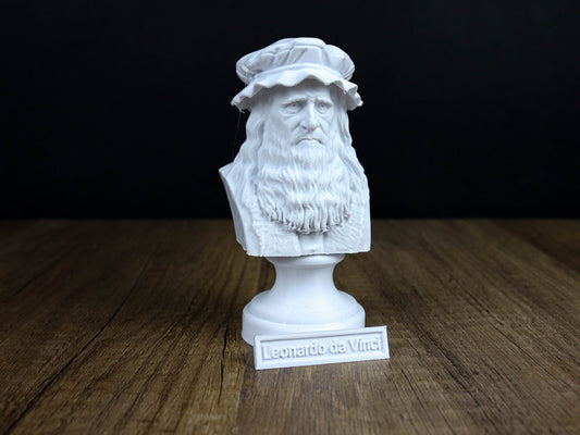 Leonardo da Vinci Bust,  Italian  Polymath of the High Renaissance Era Statue, Sculpture Decoration.