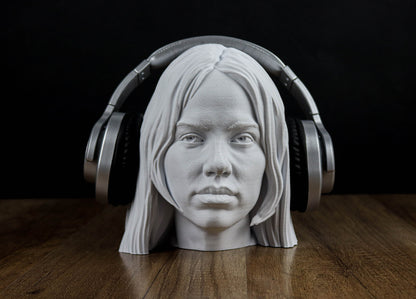 Billie Eilish Headphone Holder, Headset Stand, Bust, Sculpture, Decoration