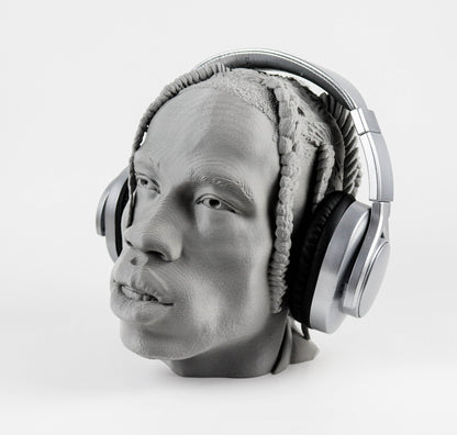 Travis Scott Headphone Holder, Headset Stand, Bust, Sculpture, Decoration