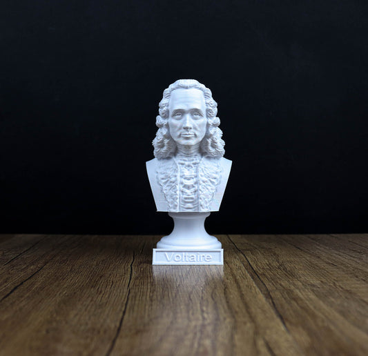 Voltaire Bust, French Enlightenment Writer Sculpture, Philosopher Historian Statue