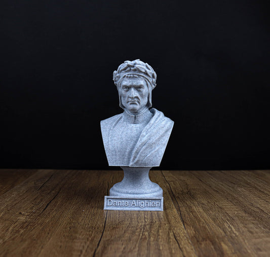 Dante Alighieri Bust, Italian Poet Sculpture Active