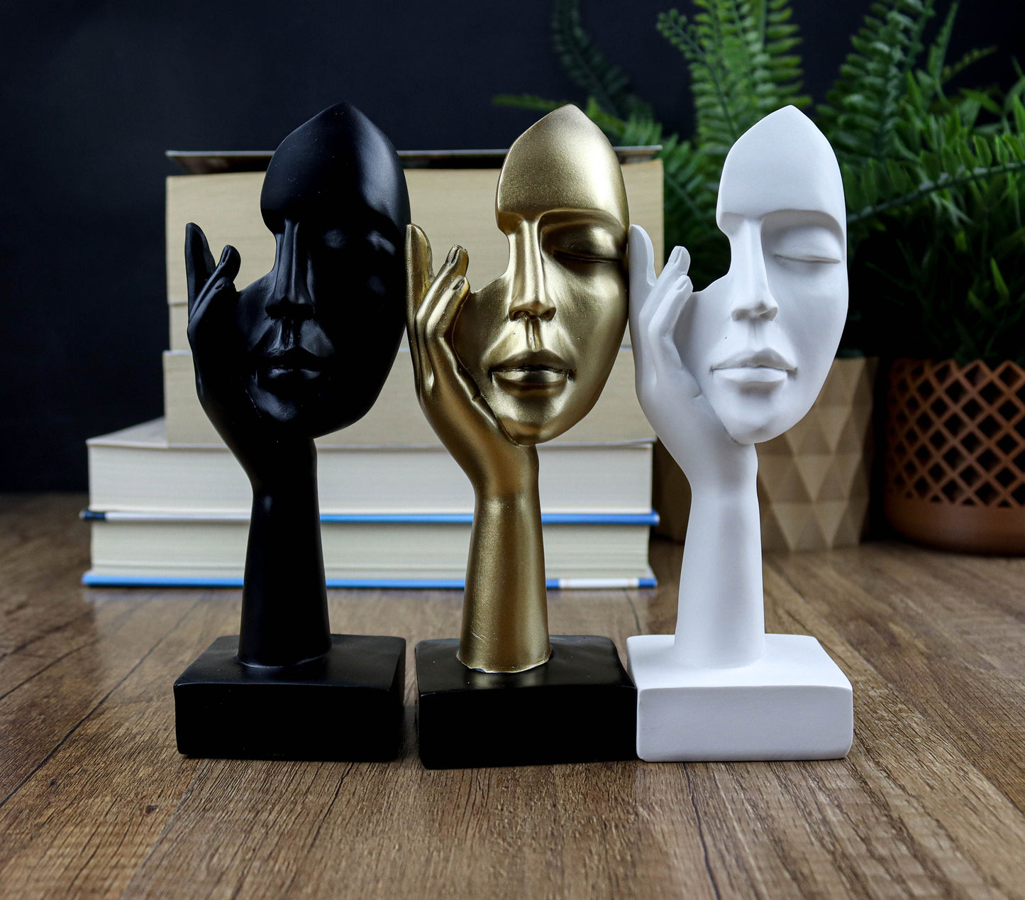 Abstract Art Woman Face Statue, Thinker Statue Home Decor, Bookshelf Decorative Objects