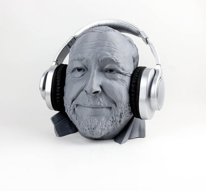 Alex Jones Headphone Holder, Headset Stand, Bust, Sculpture, Decoration