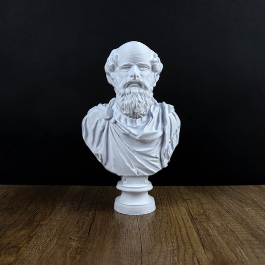 Archimedes Bust, Ancient Mathematician Statue, Greek Mythology Inspired Sculpture