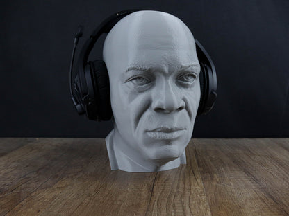 Samuel L Jackson 3d Bust, Headphone Holder Sculpture