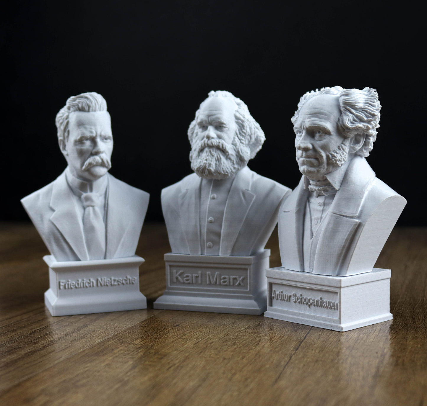 Friedrich Nietzsche, Arthur Schopenhauer, Karl Marx Pack, German Philosophers Bust Statues