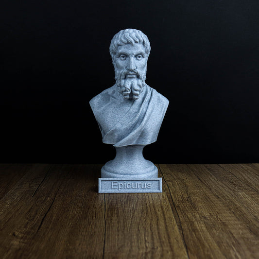 Epicurus Bust, Ancient Greek Thinker Statue, Wisdom and Serenity Art